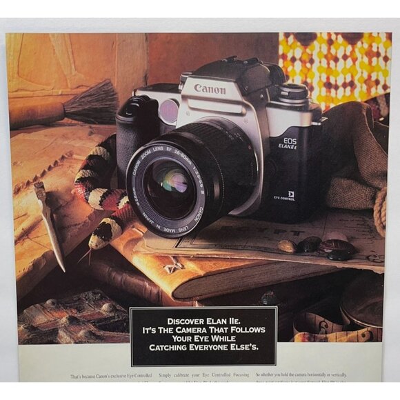 Canon Camera Print Ad EOS Elan IIe Vintage 90s Eye Controlled Focusing System - Picture 4 of 5